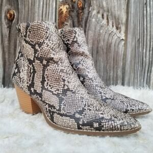 Snake Print Ankle Boots Lulus x Matisse Spirit Size 7.5 Brown Side Zip Bootie